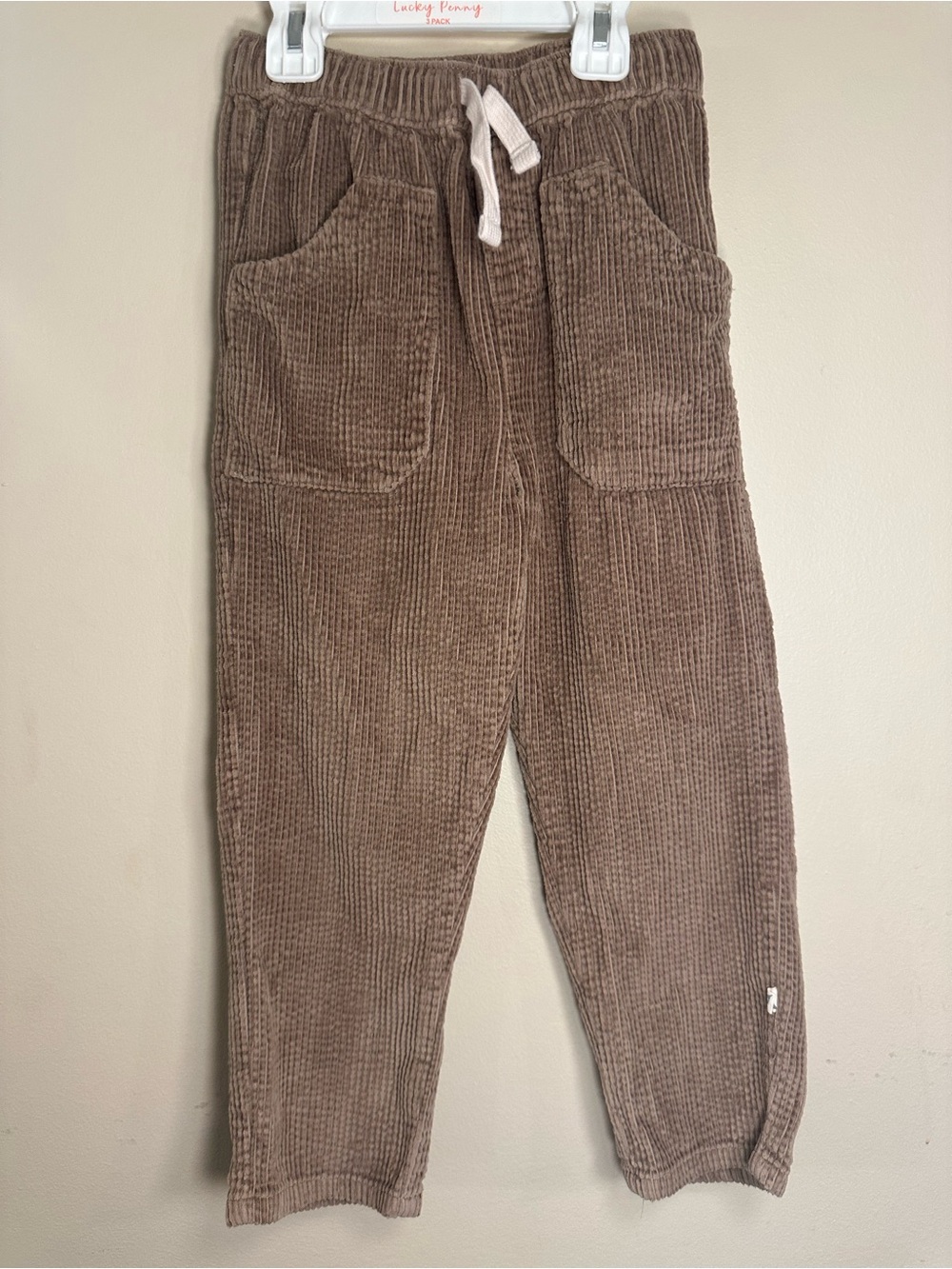 Kids Corduroy Drawstring Pants in Brown